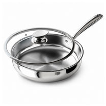 10" Stainless Steel Frying Pan, Non-Toxic Tri-Ply Stainless Steel Skillet with Lid, PFOA&PTFE Free